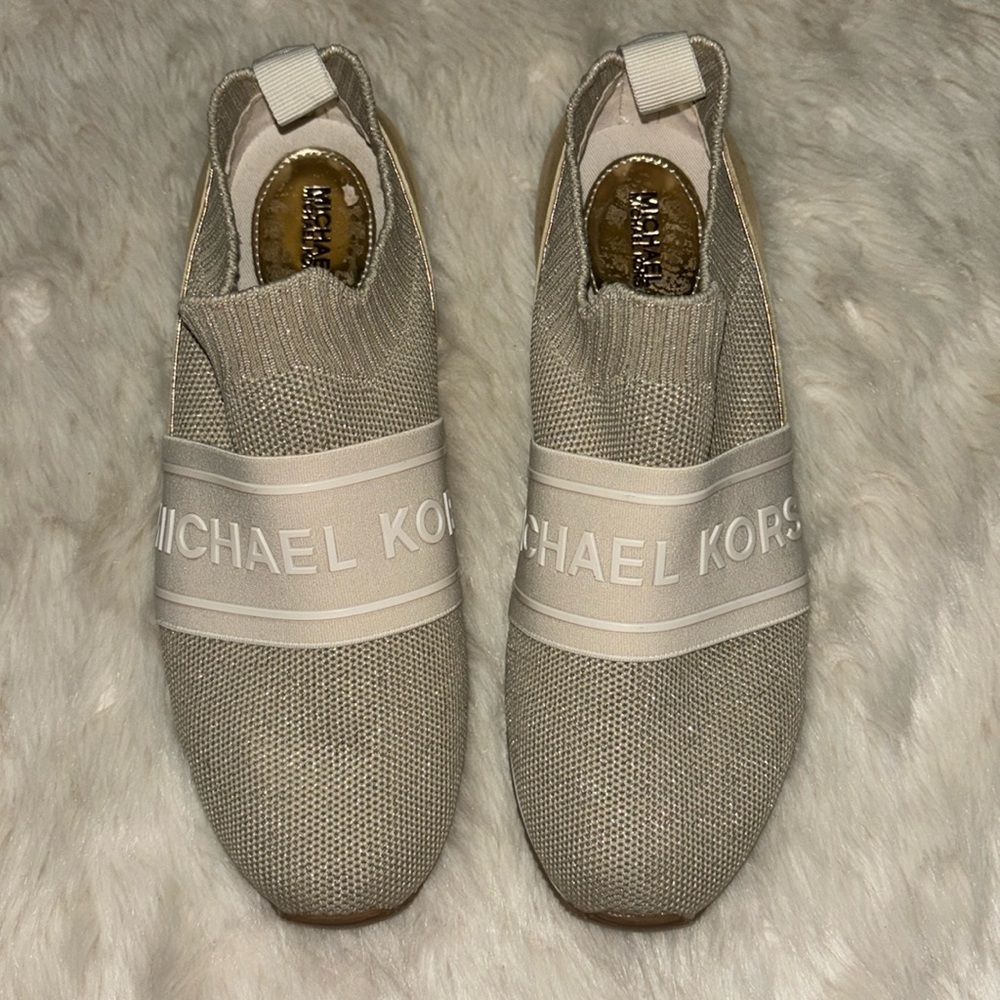 Michael Kors Pale Gold Slip On Sneakers 7.5M NWOB